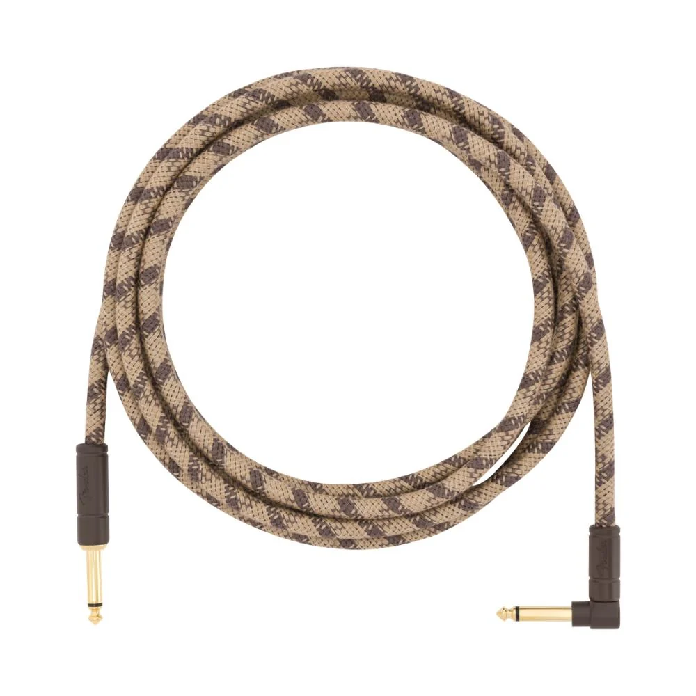 Fender Festival Hemp Instrument Cable (Brown Stripe) | Straight to Right-Angle | 3m (9.8ft) - Image 2