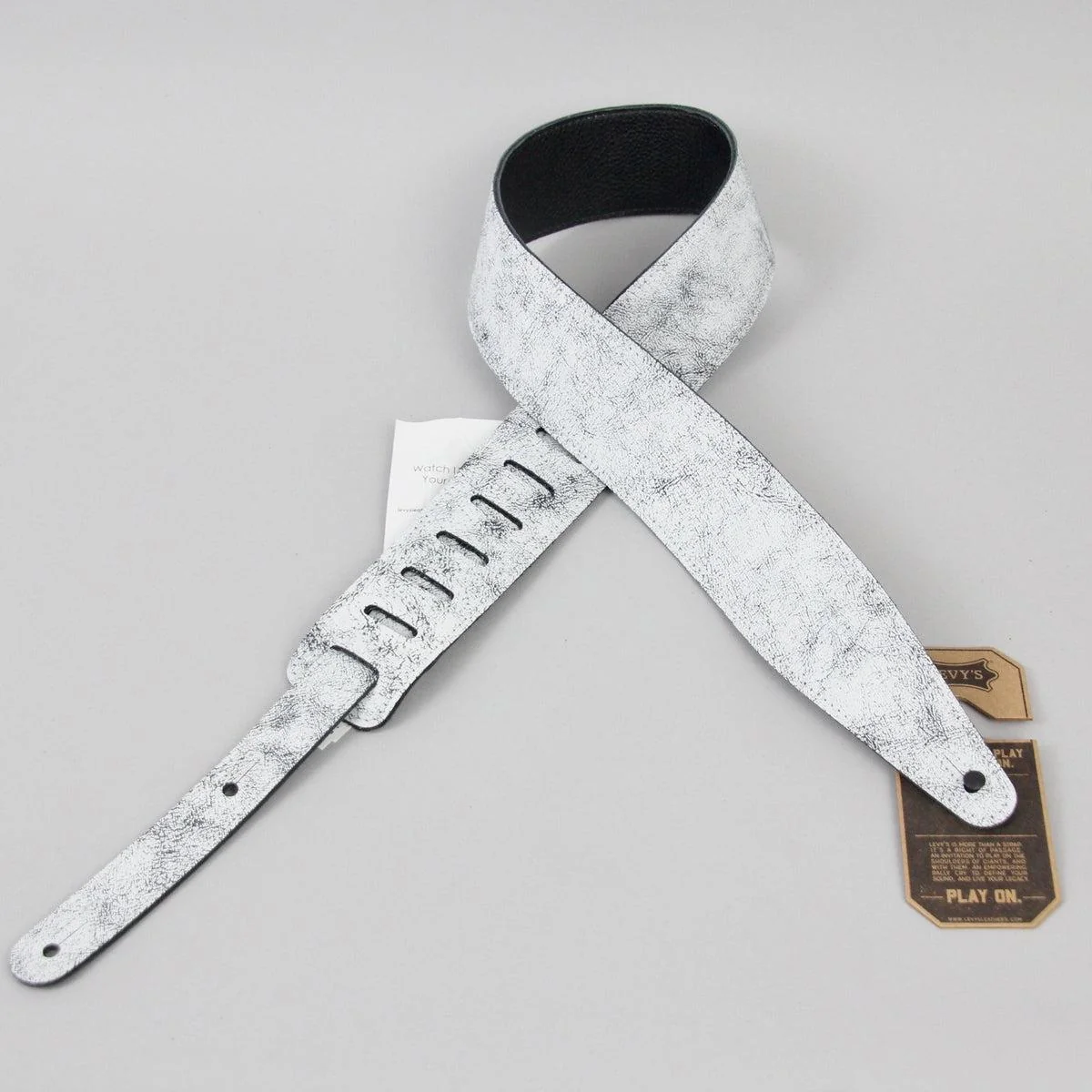 Levy's Leathers Rebel Series Distressed Guitar Strap | White
