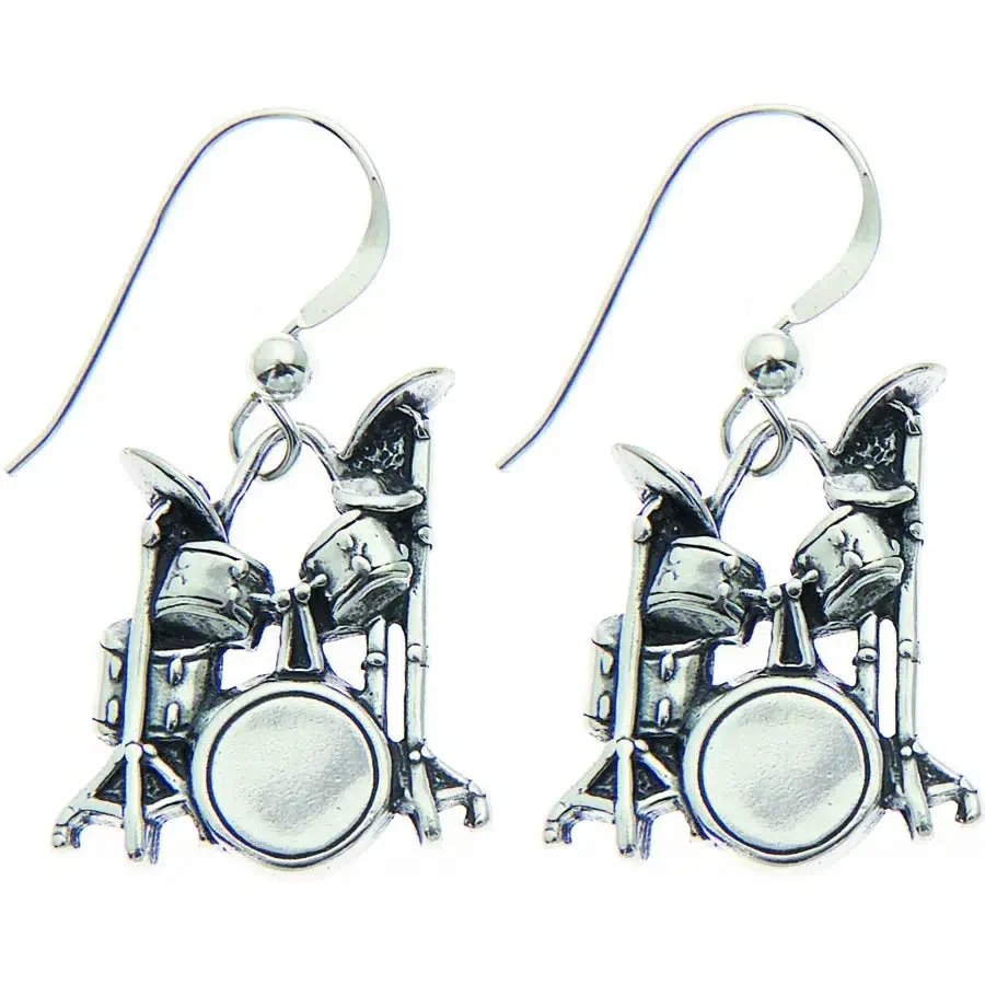 Aim Gifts Earrings | Silver Drum Set - Image 2