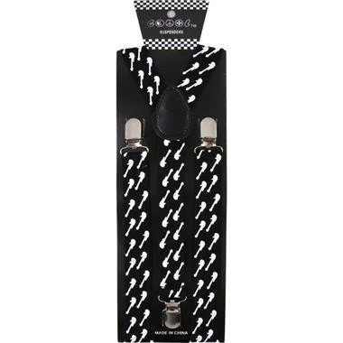 Aim Gifts Guitar Suspenders | Black/White