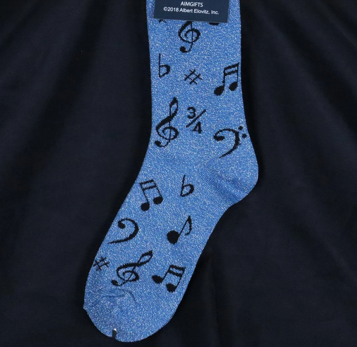 Musical Notes Socks | Metallic Blue (Great gift idea!)