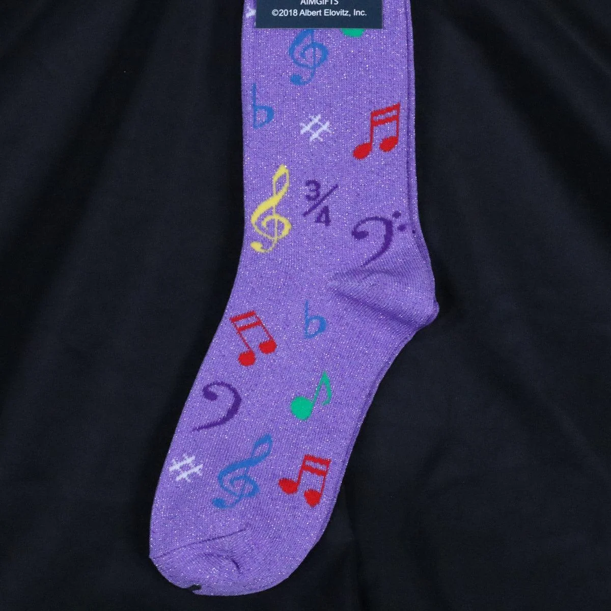 Musical Notes Socks | Metallic Purple (Great gift idea!)