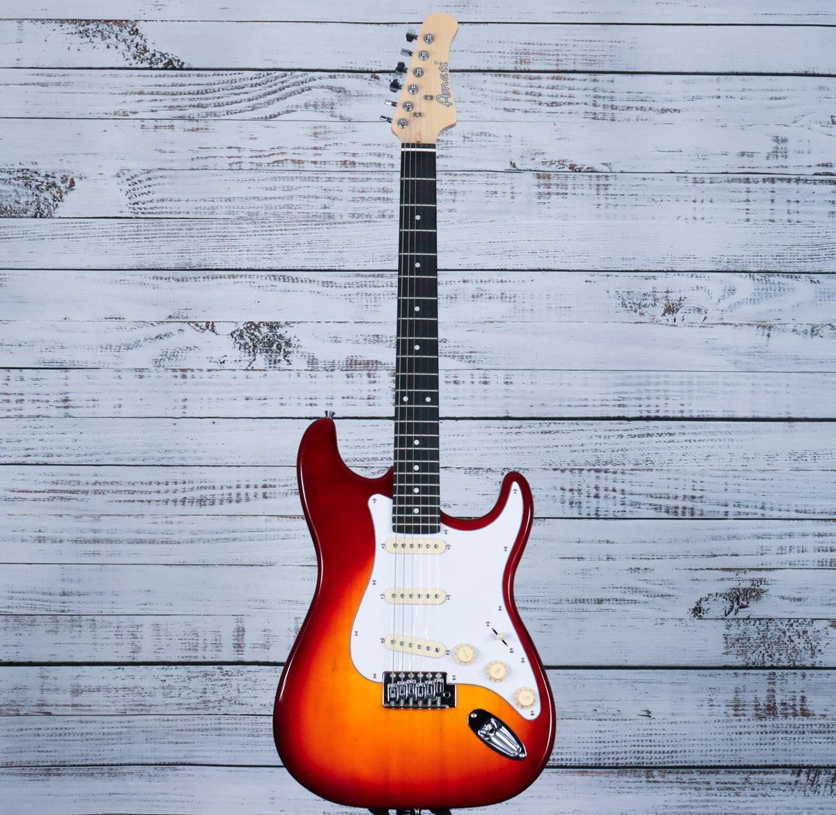 Amahi H-Series Double-CutSSS Electric Guitar w/Gig Bag | Classic Cherry Sunburst (BEGINNER) - Image 3
