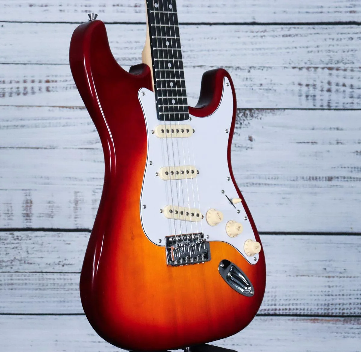 Amahi H-Series Double-CutSSS Electric Guitar w/Gig Bag | Classic Cherry Sunburst (BEGINNER) - Image 4