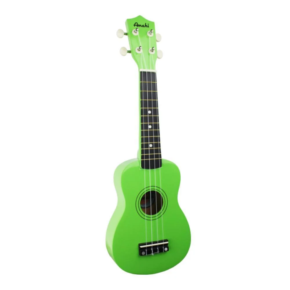 Amahi Jelly Bean Soprano Ukulele w/Gig Bag | Sour Apple Green