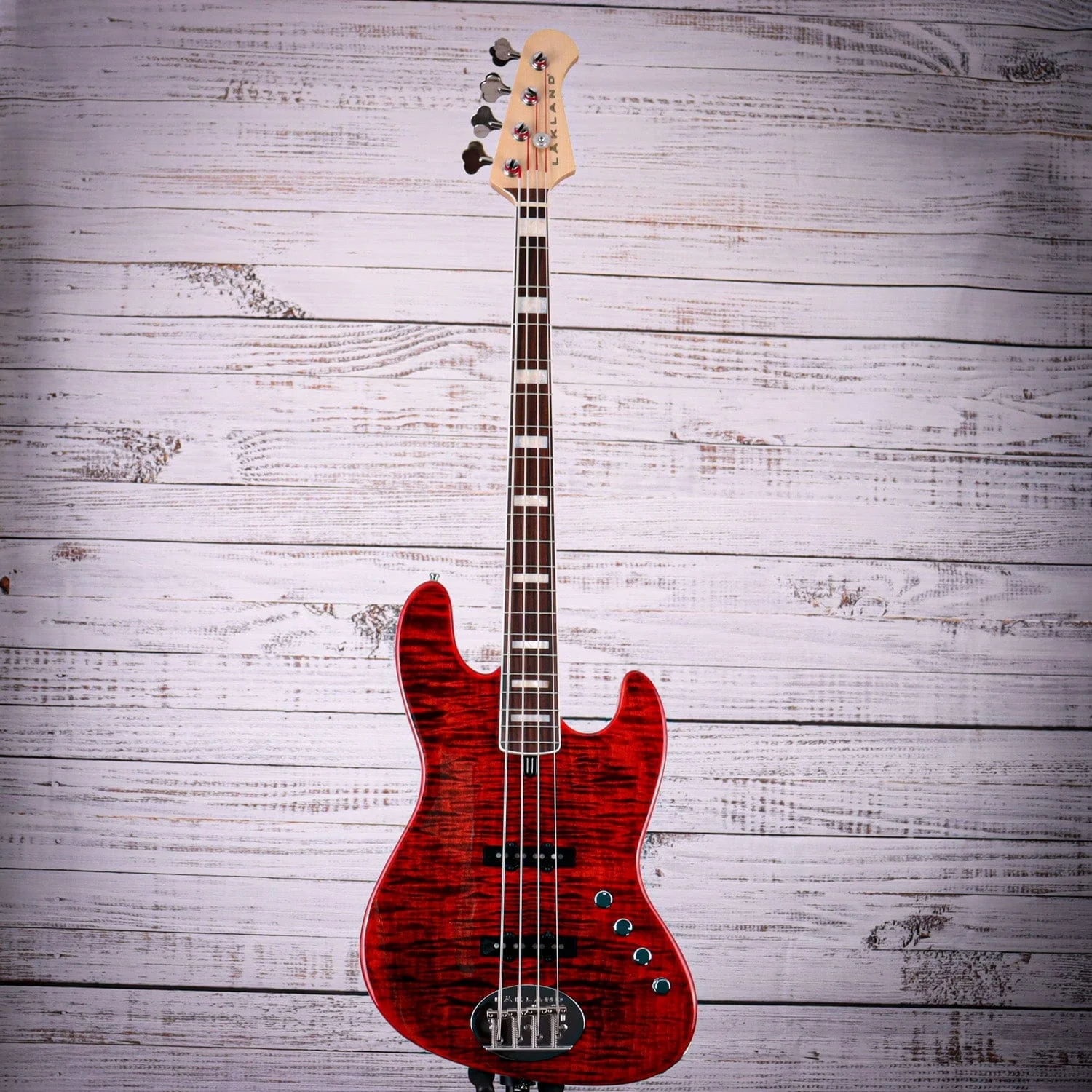 *B-Stock w/ Case* Lakland 44-AJ Bass Guitar | Apple Red Blocks & Binding - Image 3