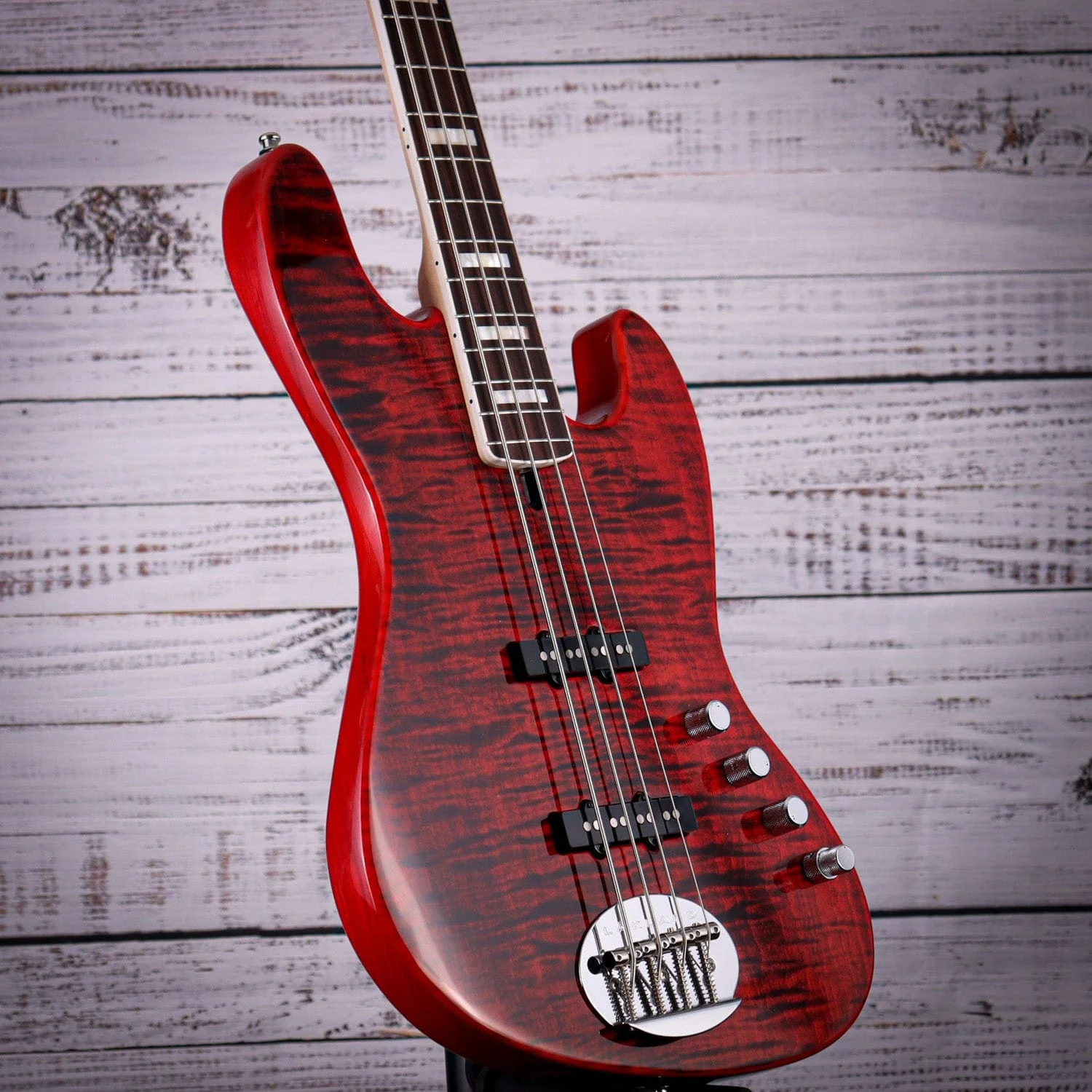 *B-Stock w/ Case* Lakland 44-AJ Bass Guitar | Apple Red Blocks & Binding - Image 5