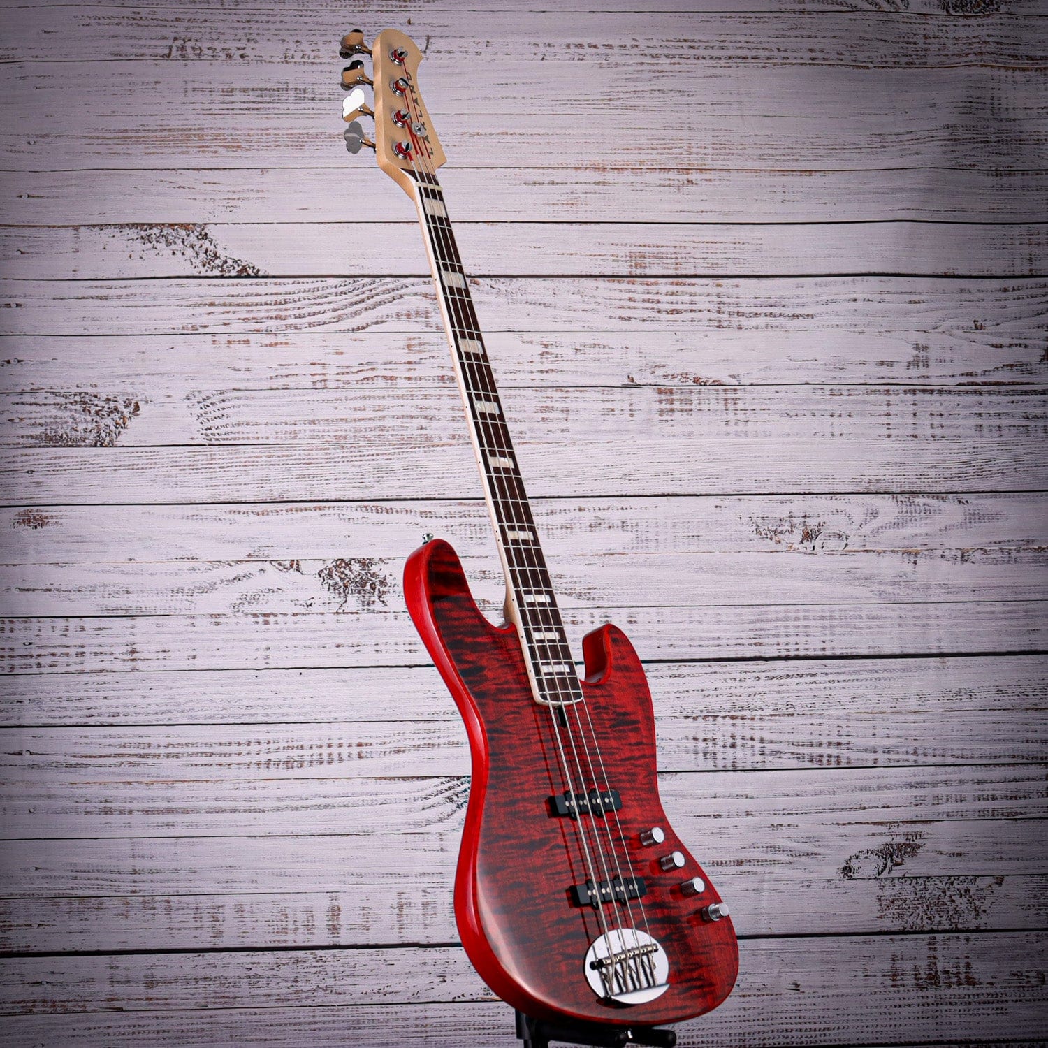 *B-Stock w/ Case* Lakland 44-AJ Bass Guitar | Apple Red Blocks & Binding - Image 6