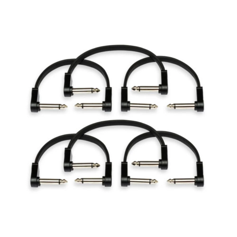 Hosa Flat Guitar Patch Cable | Molded Right-Angle/Same | 6" (6-Pack)