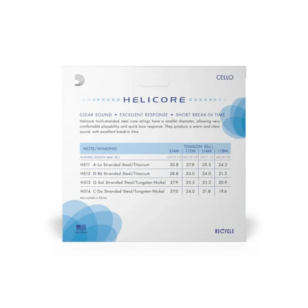 D'Addario Helicore Cello String Set | 3/4 Scale (Medium Tension) - Image 2