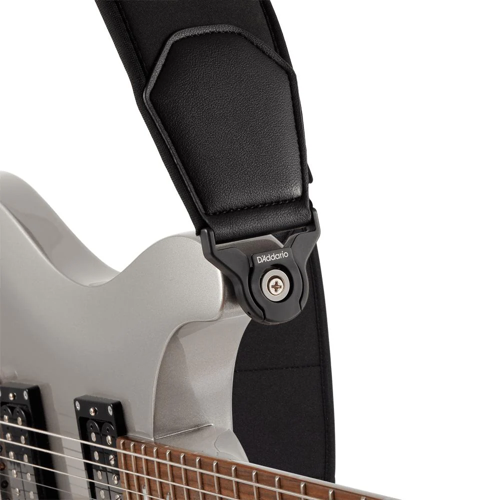 D'Addario Auto-Locking Comfort Guitar Strap | Black (3.5" Wide) - Image 2