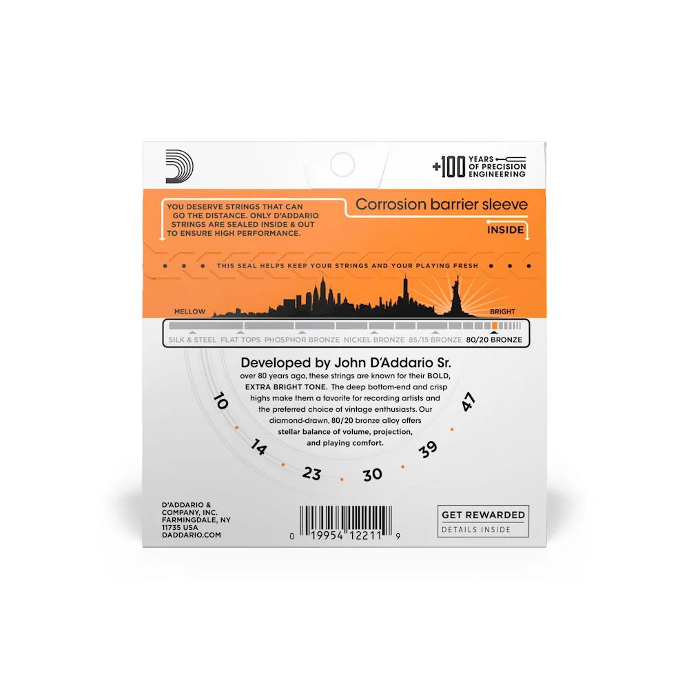 D'Addario 80/20 Bronze Acoustic Guitar Strings | Extra Light | 10-47 - Image 2