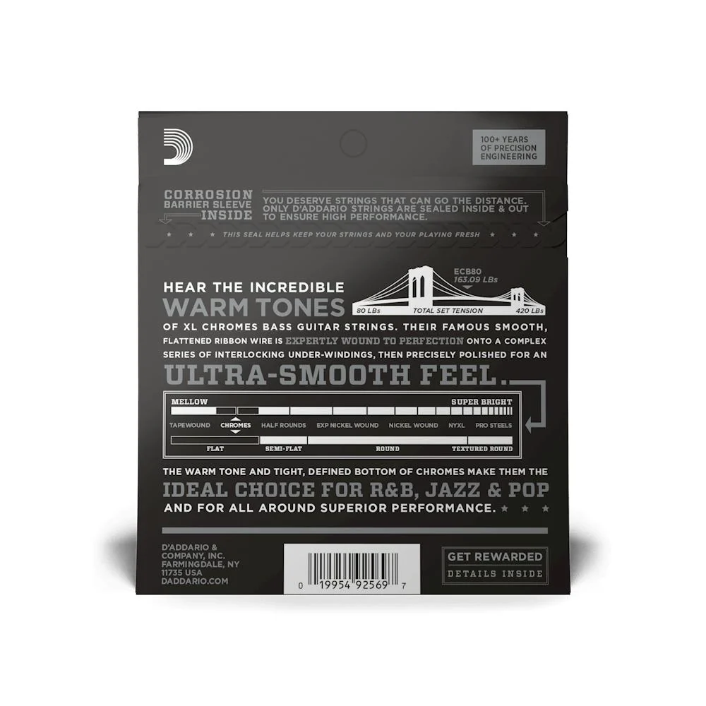 D'Addario XL Chromes Bass Guitar Strings | Long Scale | 40-95 (Light) - Image 2