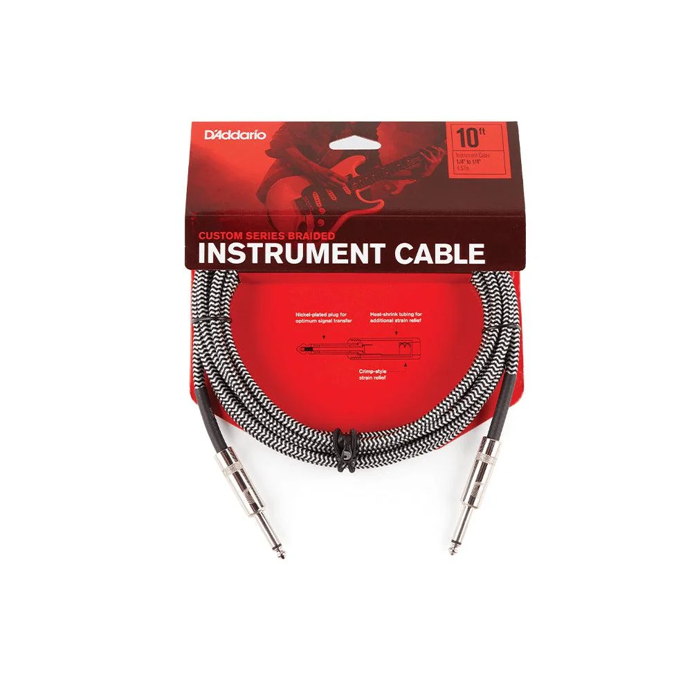 D'Addario Braided Instrument Cable | 10ft | Black/Grey - Image 2