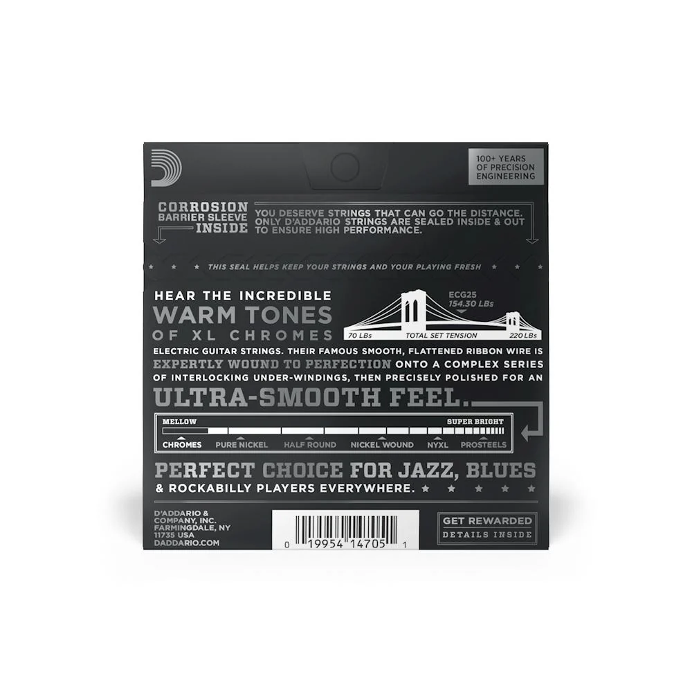 D'Addario Chromes Flat Wound Guitar Strings | Light - Image 2