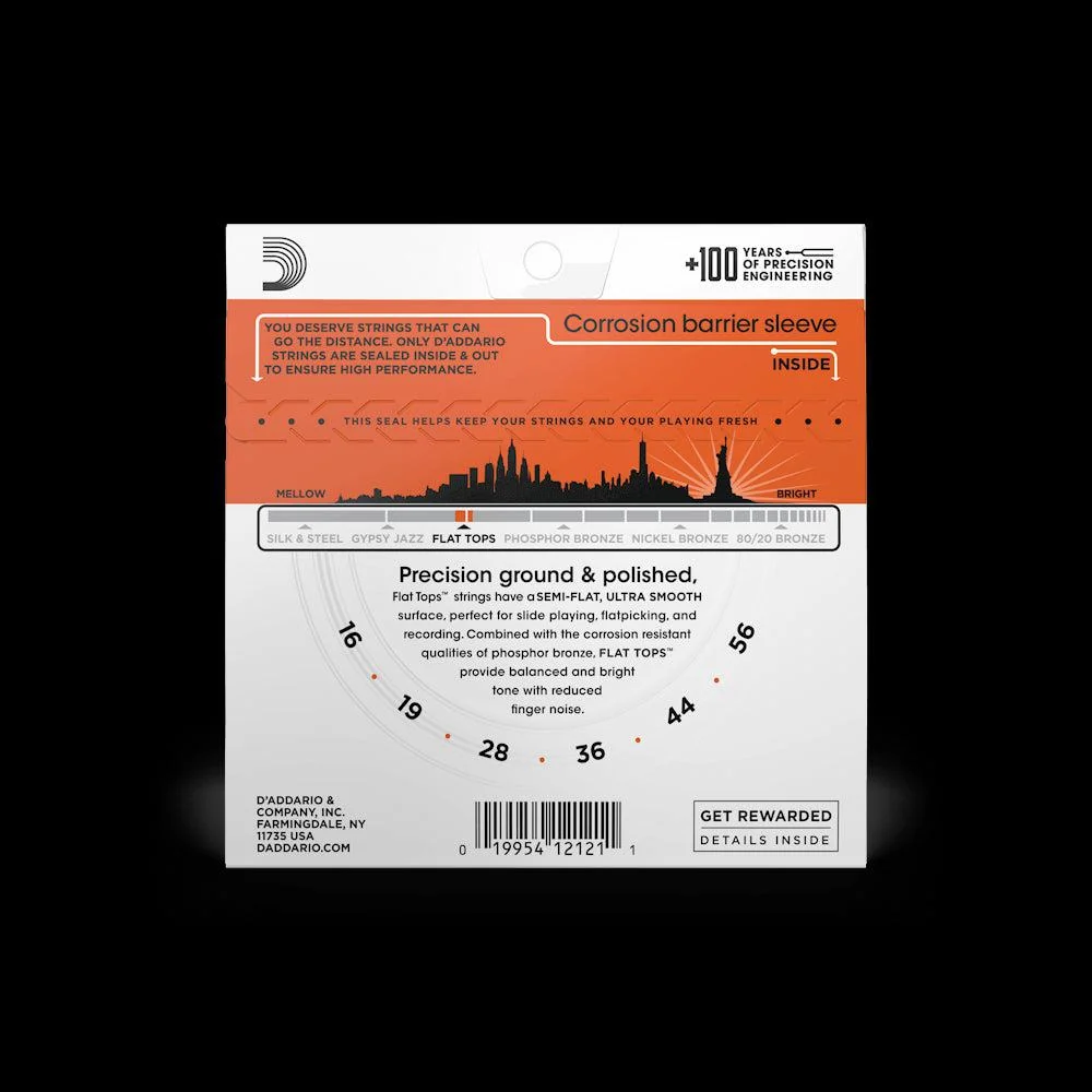 D'Addario Flat Tops Phosphor Bronze Acoustic Guitar Strings | 16-56 - Image 2