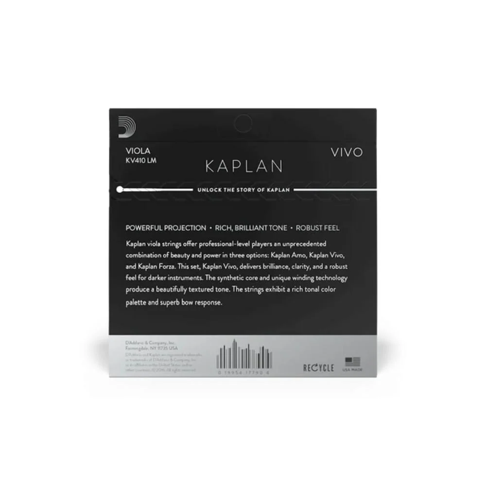 D'Addario Kaplan Vivo Viola String Set | Long Scale (Medium Tension) - Image 2