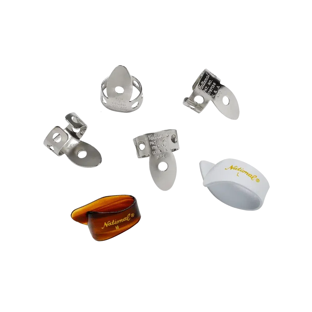D'Addario National Nickle Finger w/ Celluloid Thumb Picks | 6 pack