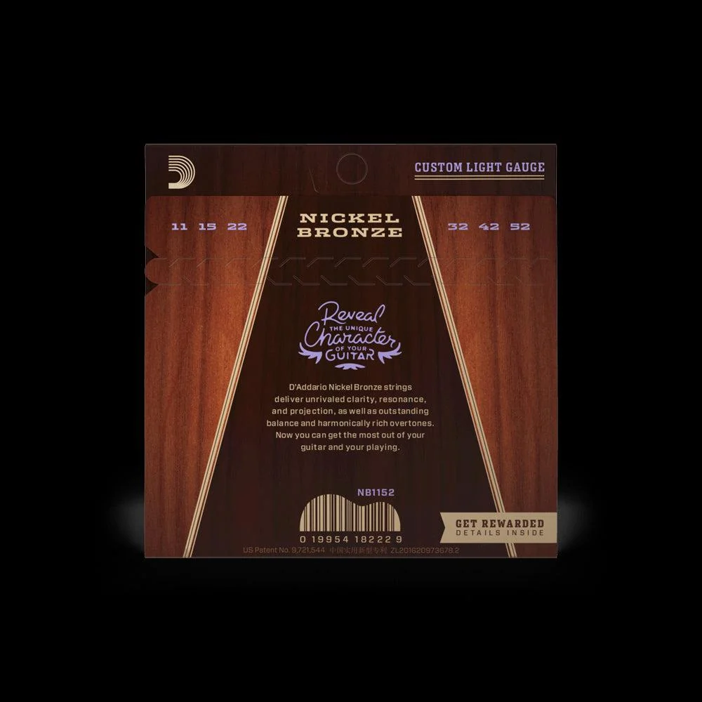 D'Addario Nickel Bronze Acoustic Guitar Strings | Custom Light | 11-52 - Image 2