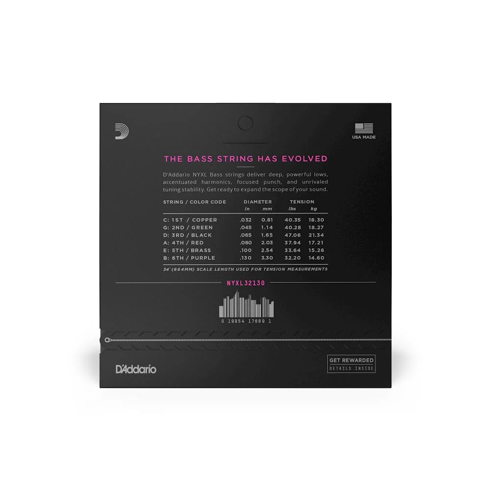D'Addario NYXL 6-String Bass Guitar Strings | 32-130 (Light) - Image 2