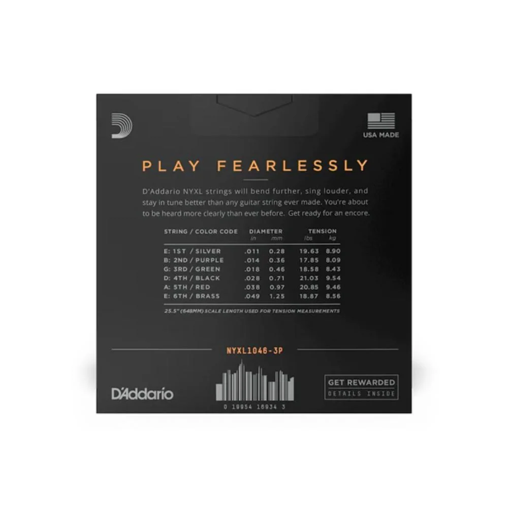 D'Addario NYXL Nickel-Wound Electric Guitar Strings | 9-46 (Super Light Top/Regular Bottom) | 3 Sets - Image 2