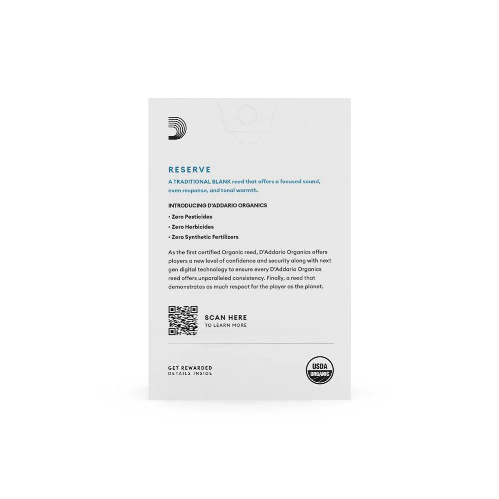 D'Addario Organic Reserve Bb Clarinet Reeds | 2.5 | 10-Pack - Image 2