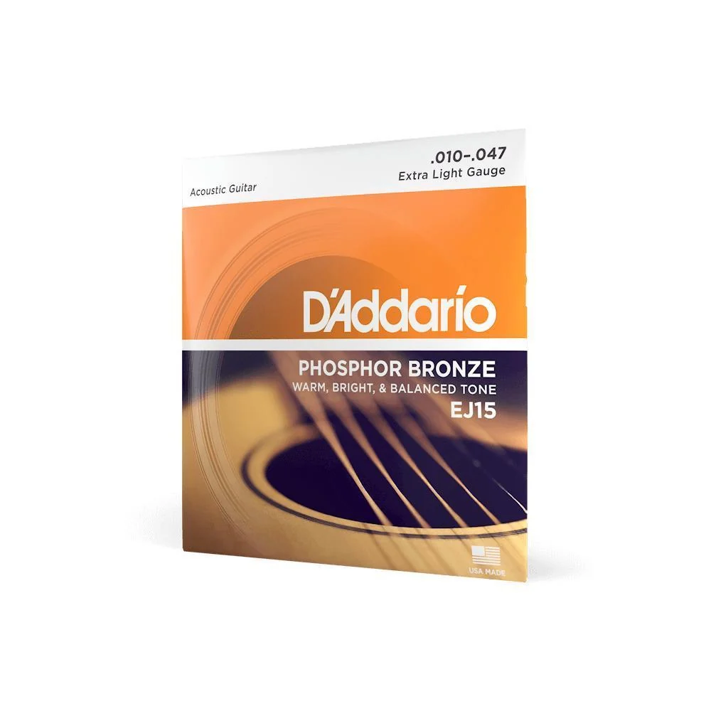 D'Addario Phosphor Bronze Acoustic Guitar Strings | Extra Light | 10-47
