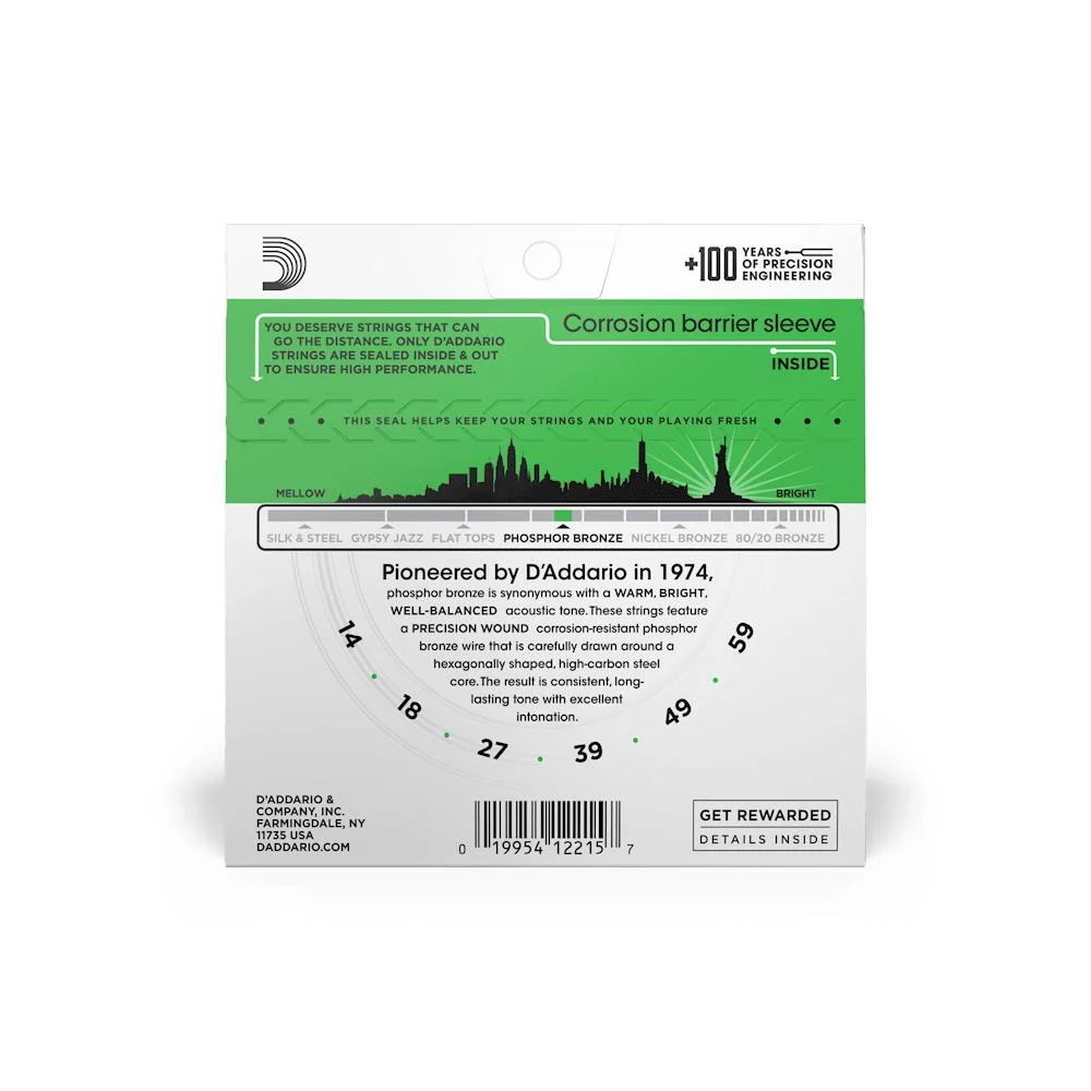 D'Addario Phosphor Bronze Acoustic Guitar Strings | Heavy | 14-58 - Image 2