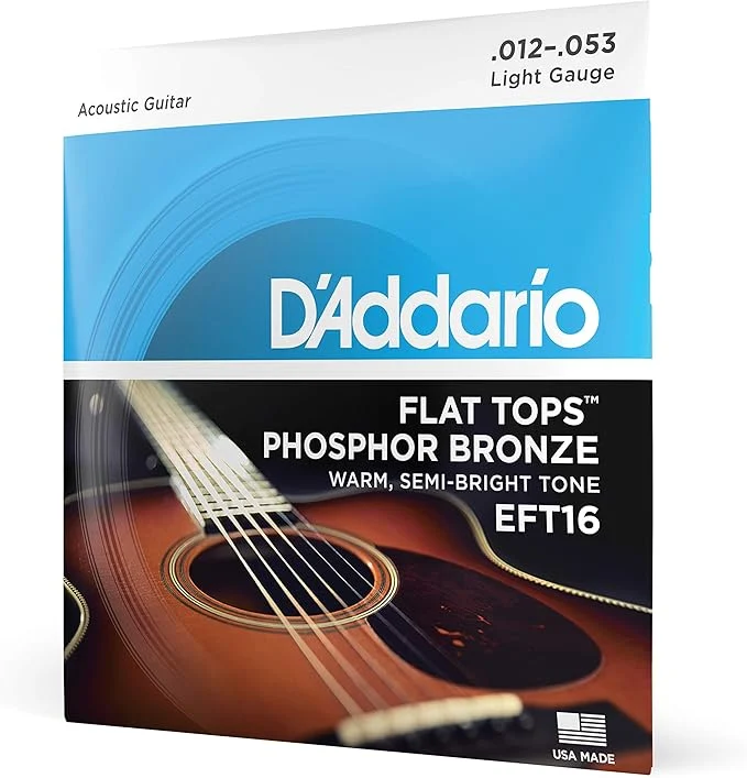 D'Addario Flat Tops Phosphor Bronze Acoustic Guitar Strings | Light | 12-53