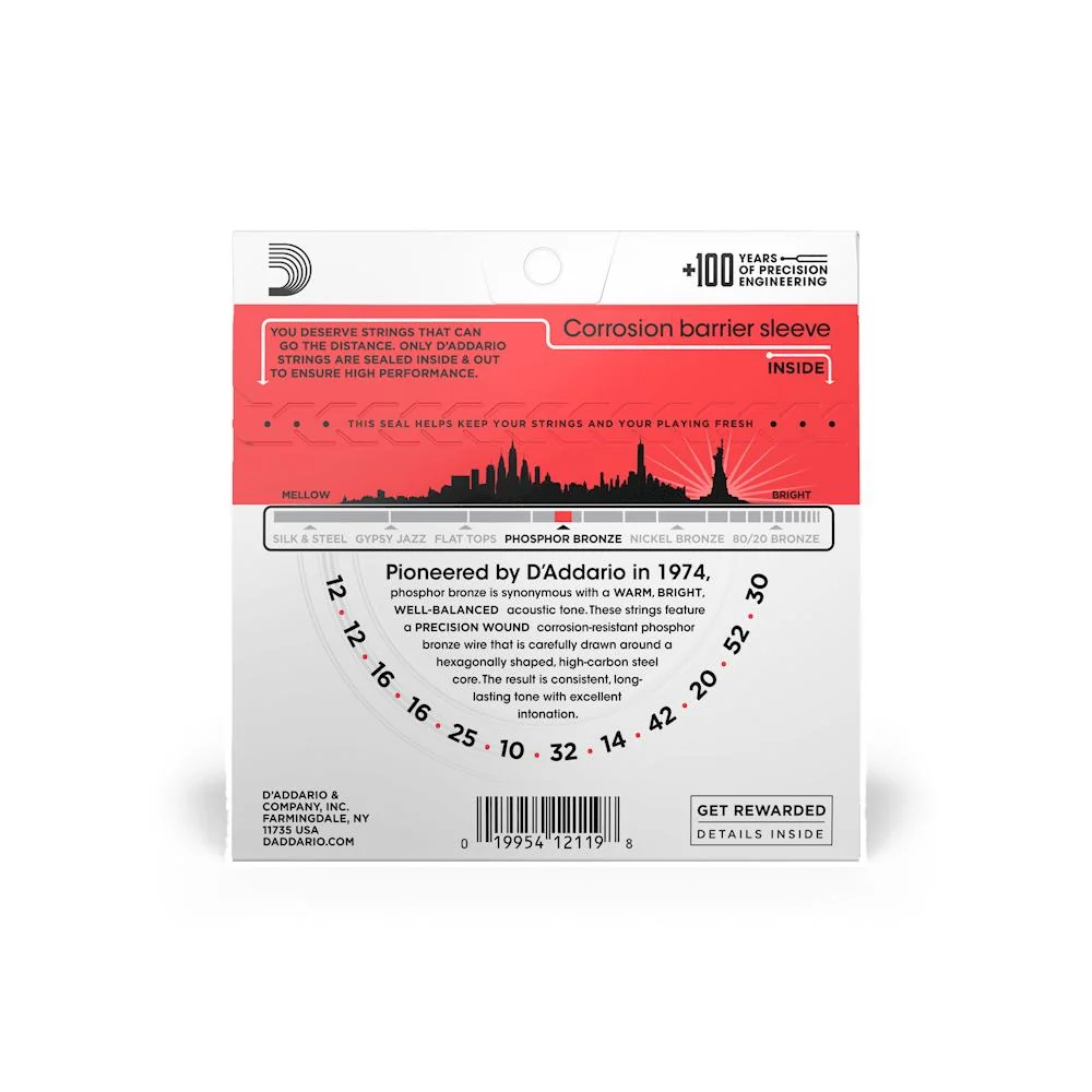 D'Addario Phosphor Bronze Acoustic Guitar Strings | Medium | 12-52 - Image 2