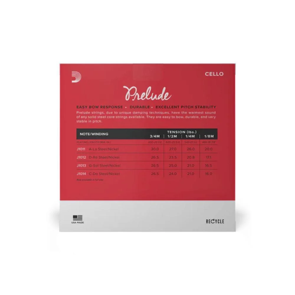 D'Addario Prelude Cello String Set | 1/2 Scale (Medium Tension) - Image 2