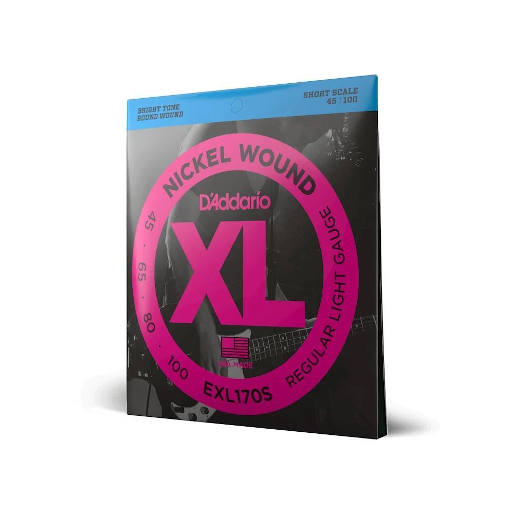 D'Addario XL Nickel Wound Bass Guitar Strings | Short Scale | 45-100 (Regular Light)