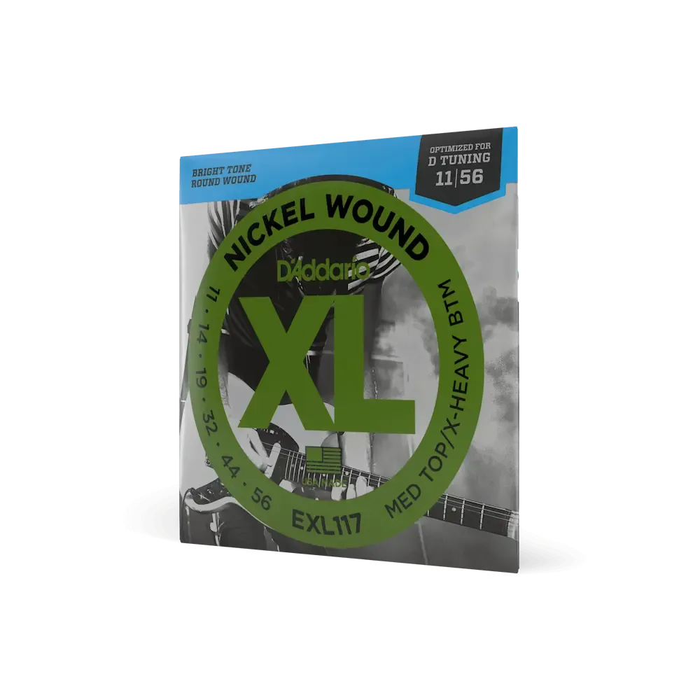 D'Addario XL Nickel Wound Electric Guitar Strings | 11-56 (Medium Top/X-Heavy Bottom)