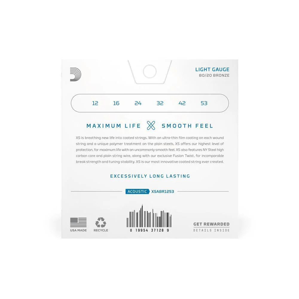 D'Addario XS 80/20 Bronze Acoustic Guitar Strings | Regular Light | 12-53 - Image 2