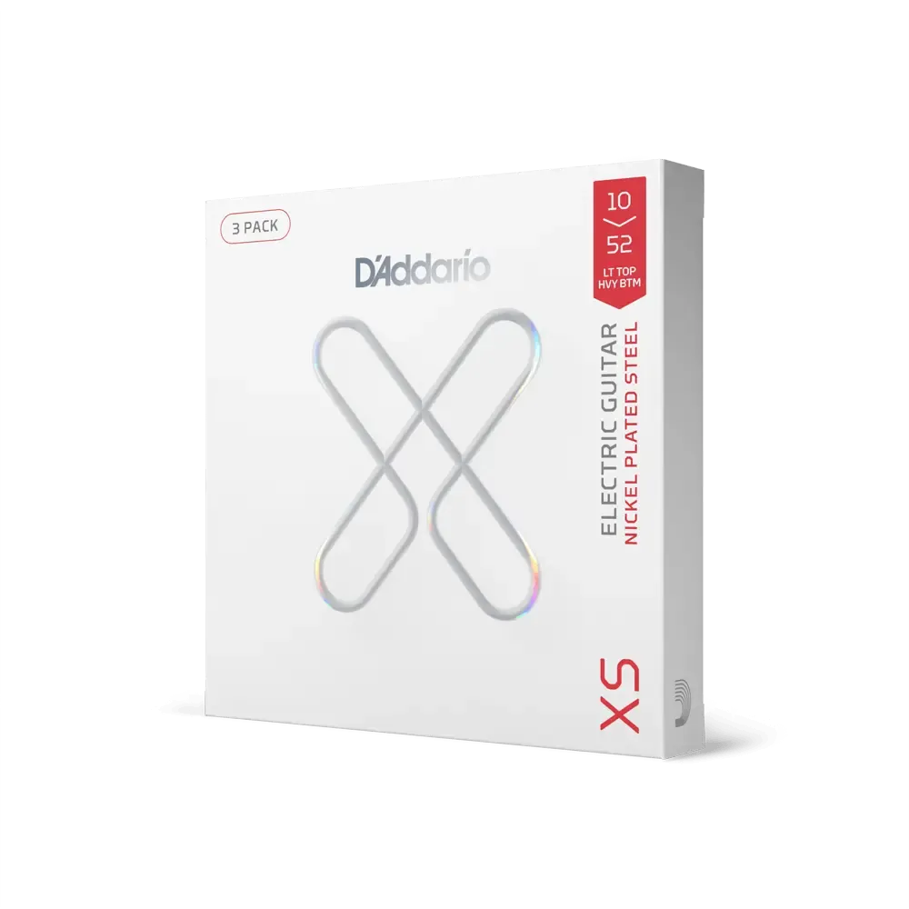 D'Addario XS Coated Electric Guitar Strings | 10-52 (Light Top/Heavy Bottom) | 3-Pack
