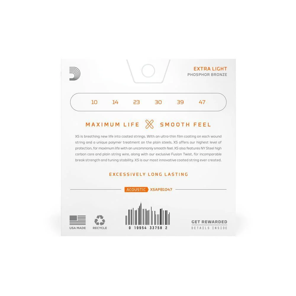 D'Addario XS Phophor Bronze Acoustic Guitar Strings | 10-47 - Image 2