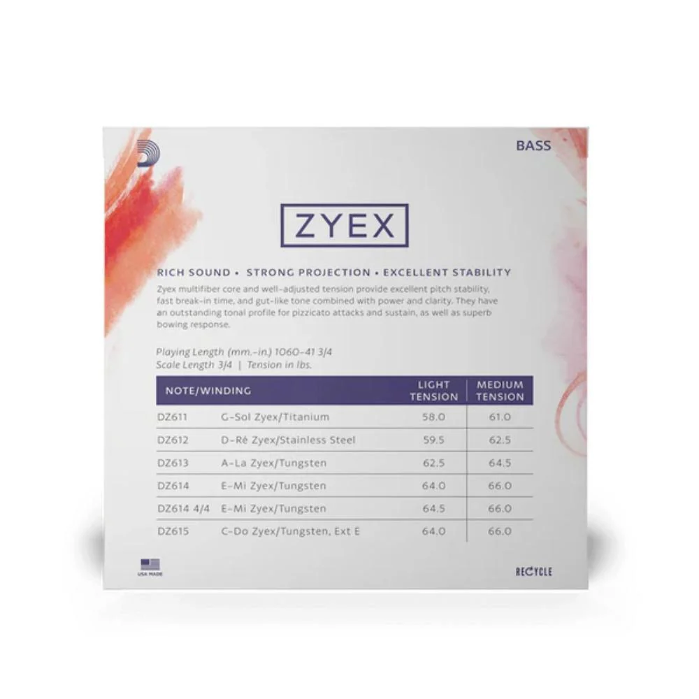 D'Addario Zyex Bass String Set | 3/4 Scale (Medium Tension) - Image 2