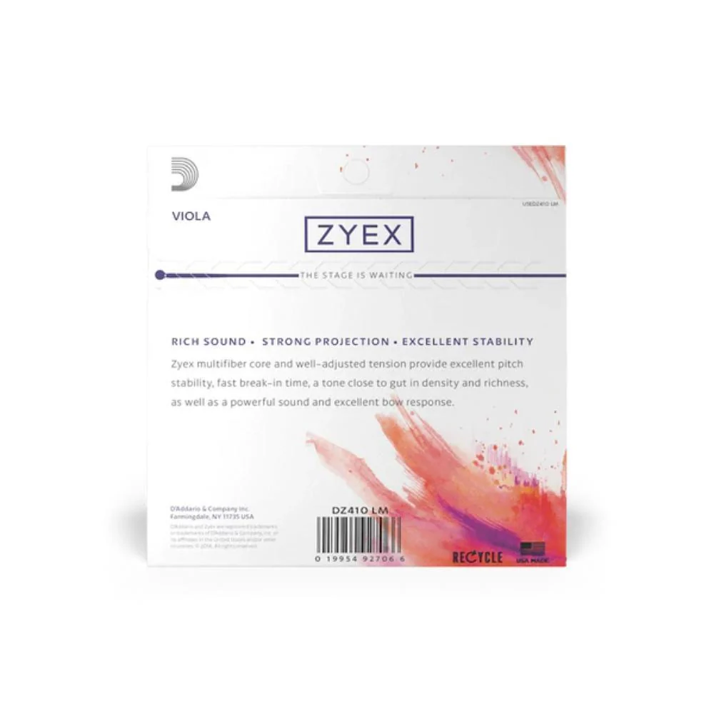 D'Addario Zyex Viola String Set | Long Scale (Medium Tension) - Image 2