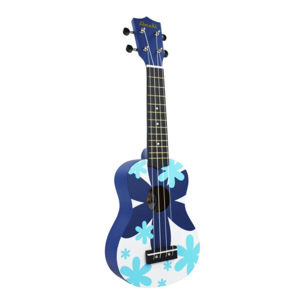 Amahi Penguin Tropical Series Soprano Ukulele w/Bag | Blue Flower