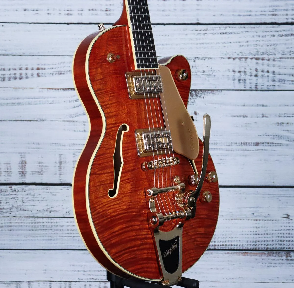 *DEMO* Gretsch Electromatic LTD Flame Okoume Broadkaster Jr. w/Bigsby | Roundup Orange - Image 4