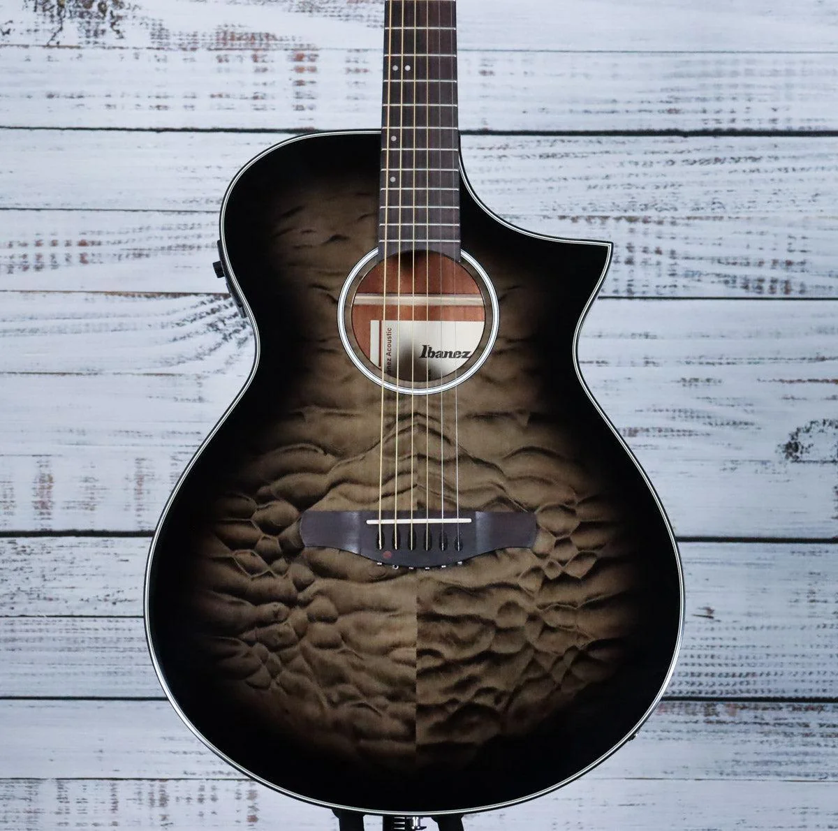 *DEMO* Ibanez AEWC16QA Acoustic Guitar | Transparent Black Sunburst