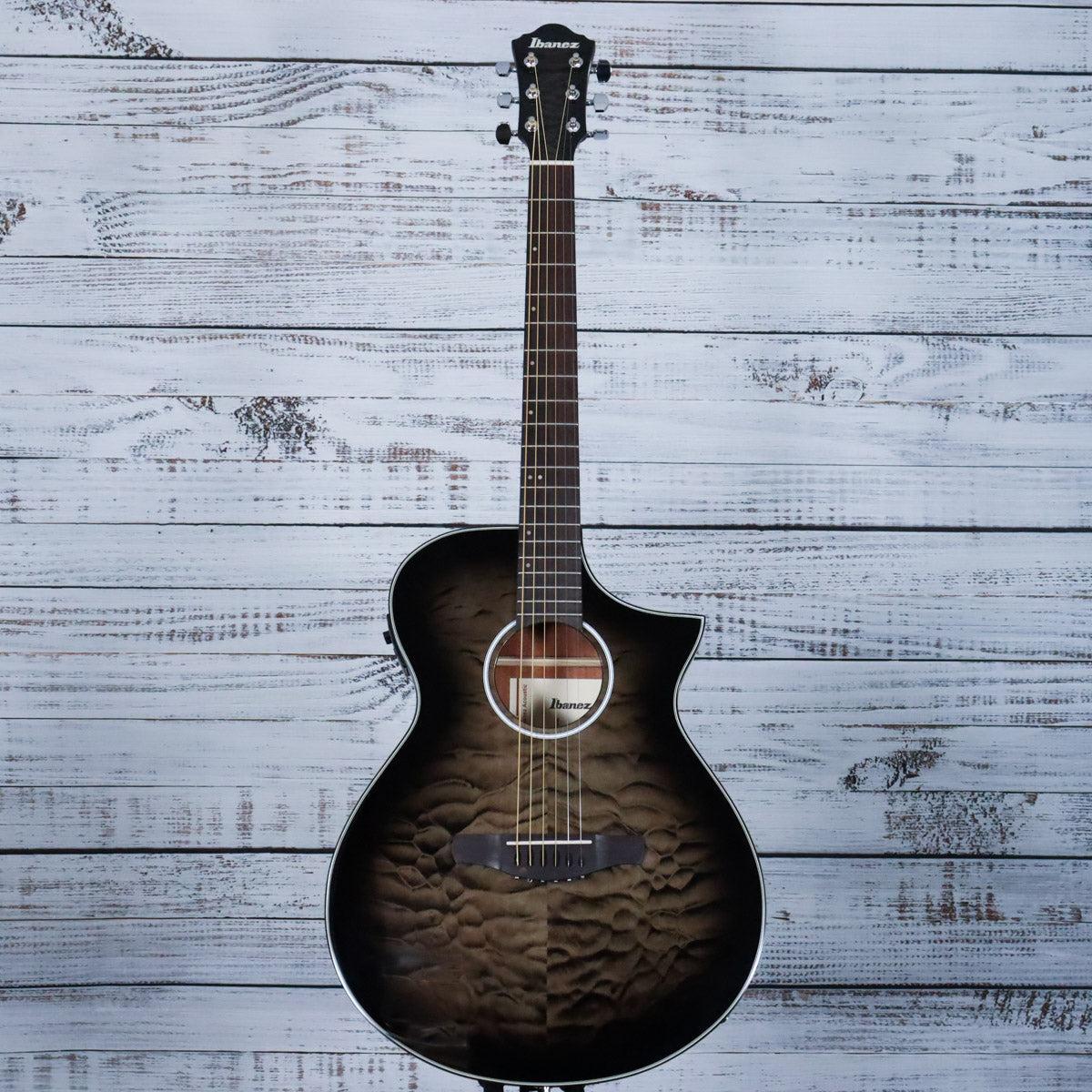 *DEMO* Ibanez AEWC16QA Acoustic Guitar | Transparent Black Sunburst - Image 3