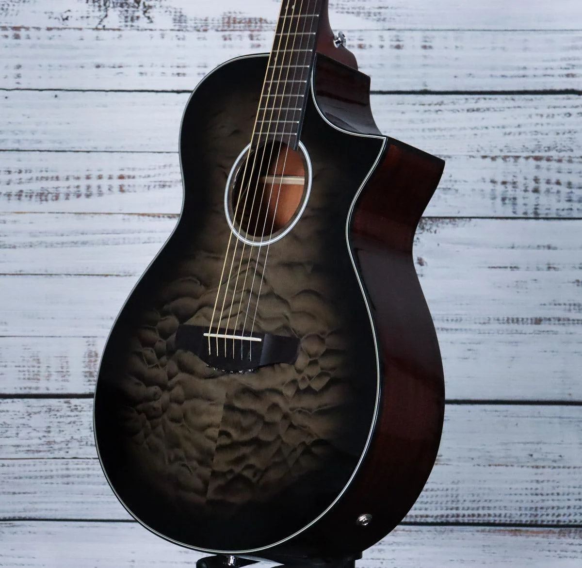 *DEMO* Ibanez AEWC16QA Acoustic Guitar | Transparent Black Sunburst - Image 5