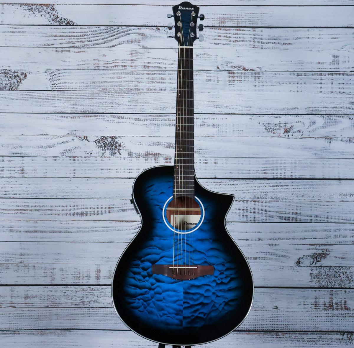 *DEMO* Ibanez AEWC16QA Acoustic Guitar | Transparent Blue Sunburst - Image 3