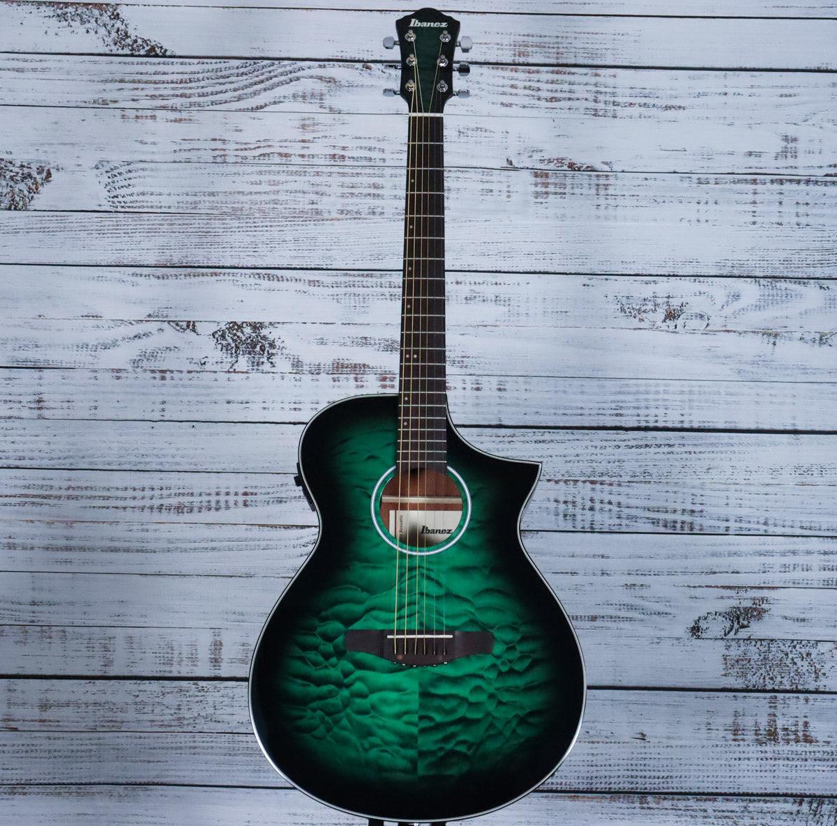 *DEMO* Ibanez AEWC16QA Acoustic Guitar | Transparent Emerald Burst - Image 3