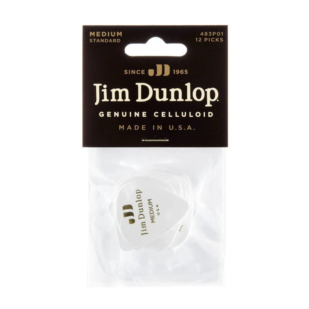 Dunlop Celluloid White Guitar Pick | Medium | 12-Pack