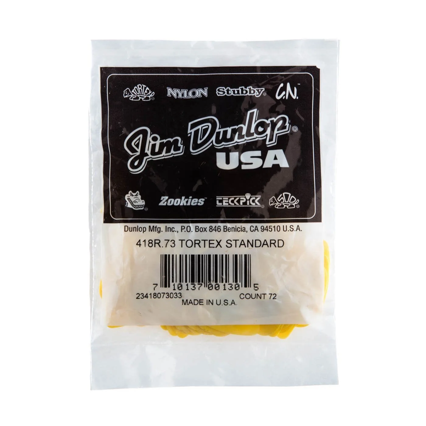 Dunlop Tortex Standard Yellow Guitar Pick | .73mm | 72 Pack