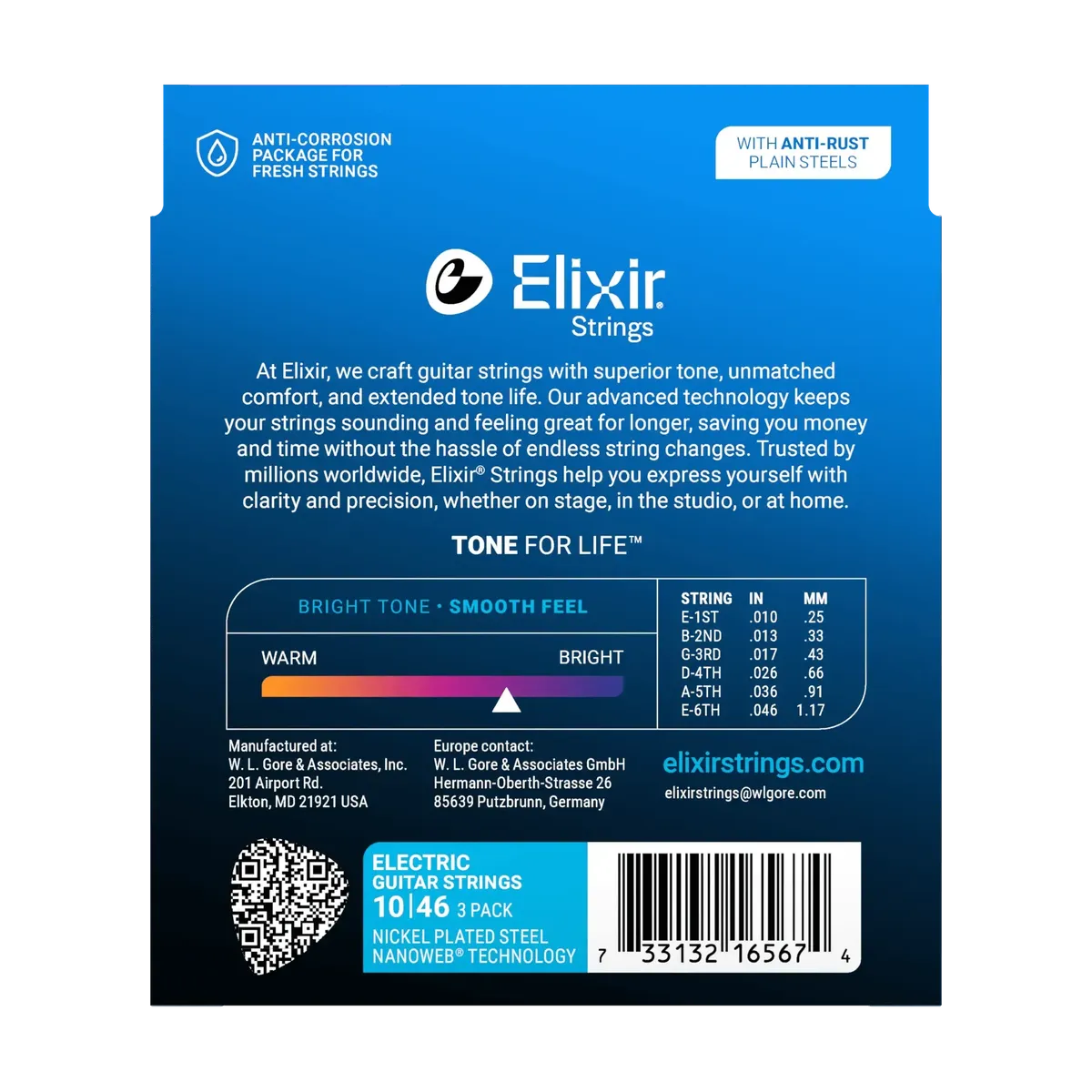 Elixir Nanoweb Nickel-Plated Steel Electric Guitar Strings | 10-46 (Light) | 3-Pack - Image 2