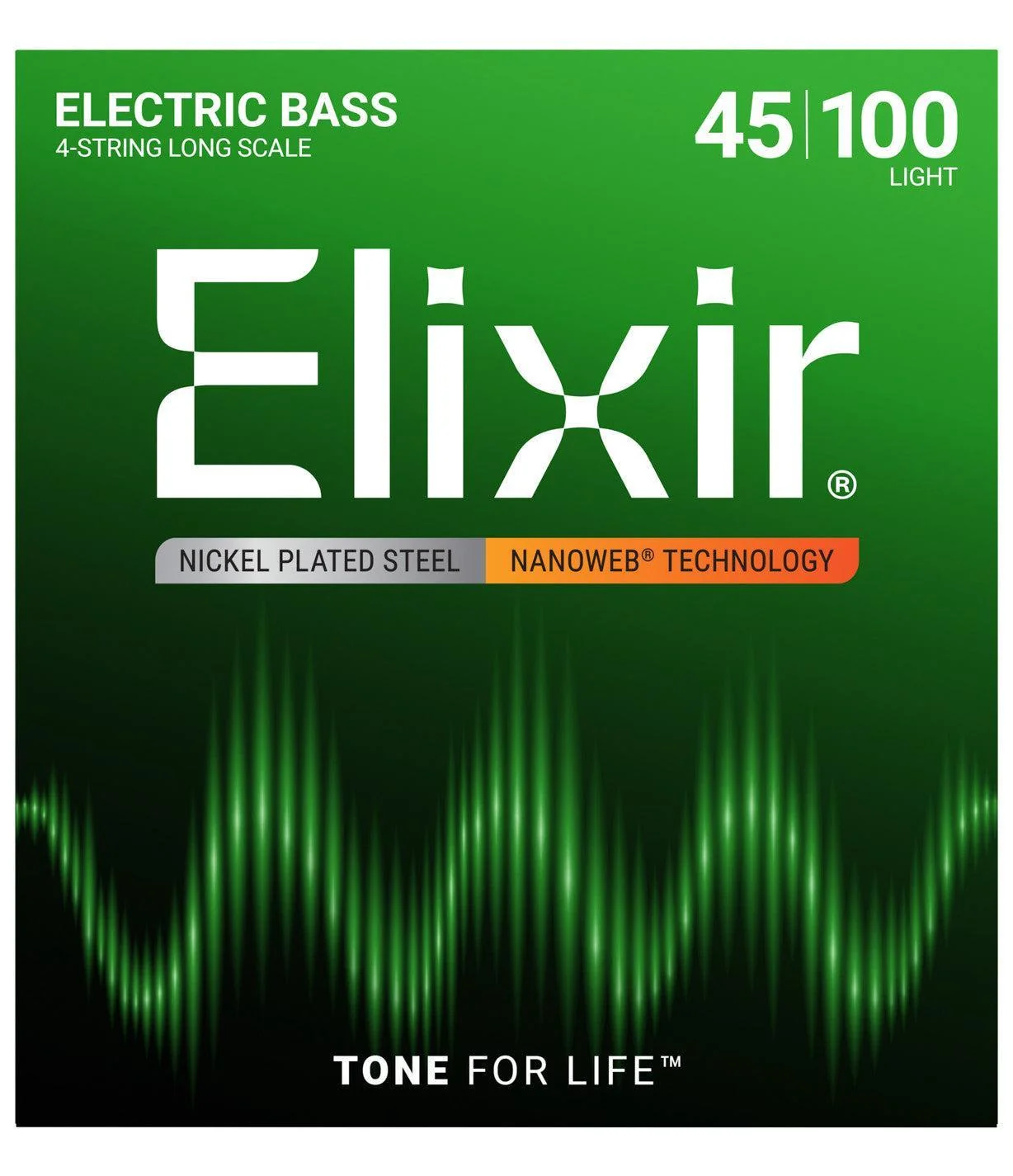 Elixir Nanoweb Nickel-Plated Steel Bass Strings | Long Scale | Light, 45-10