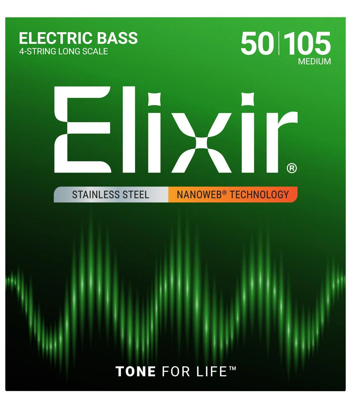 Elixir Nanoweb Stainless Steel Bass Strings (NICKEL-FREE) | Long Scale | 50-10 (Medium)